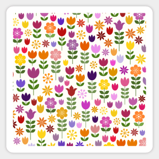 Scandinavian Style Colorful Flowers Pattern Sticker